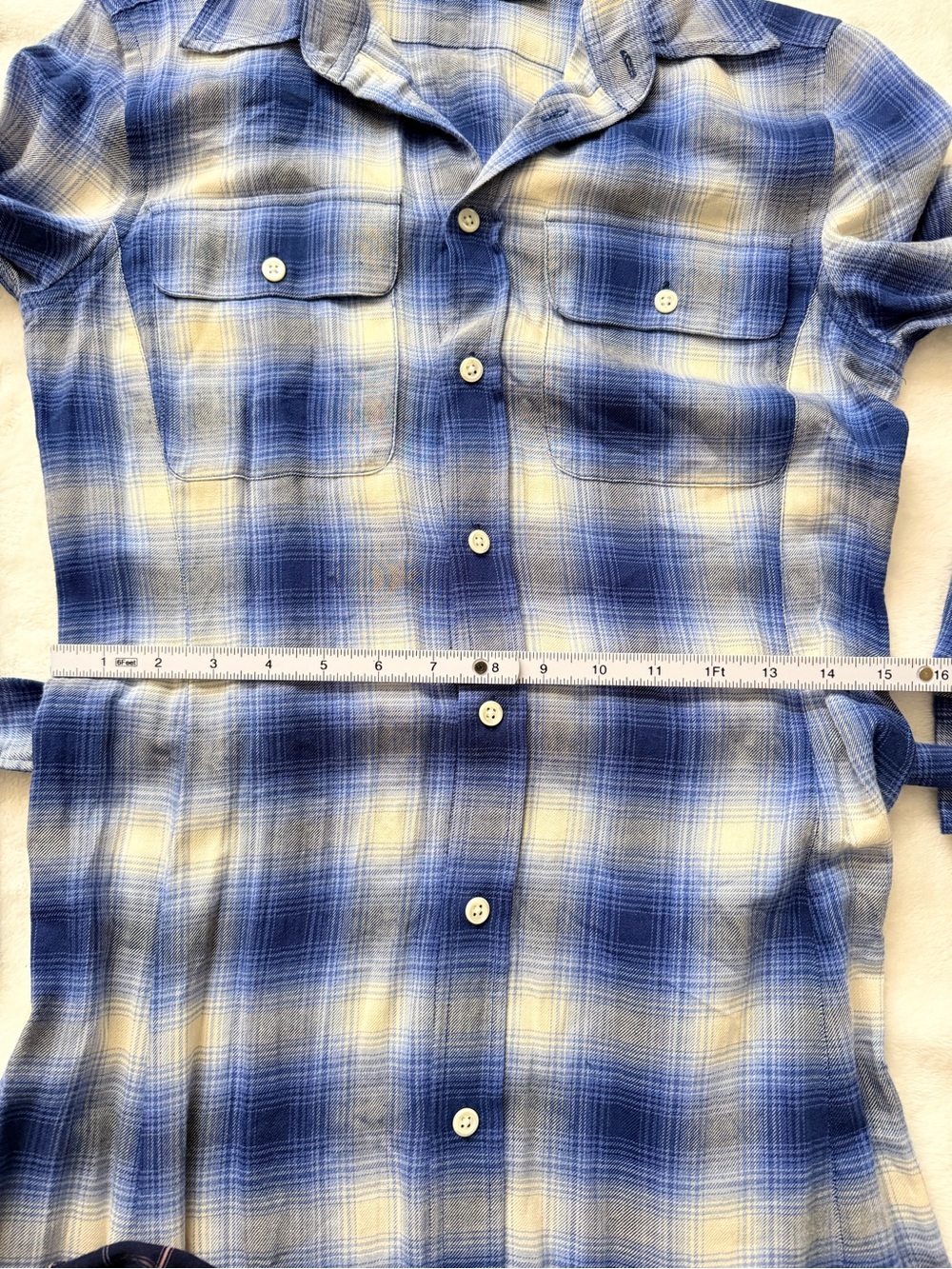 Ralph Lauren Blue & White Plaid Button-Front Maxi Dress with Tie Waist - Picture 5 of 7
